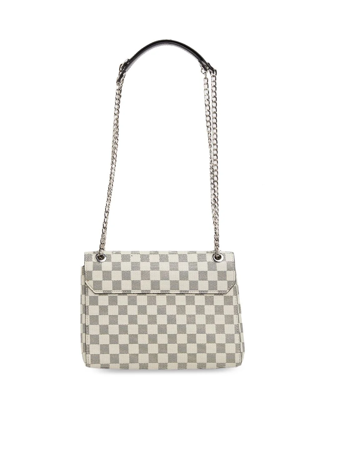 Berrylush Off White Checked Structured Sling Bag - Image 5