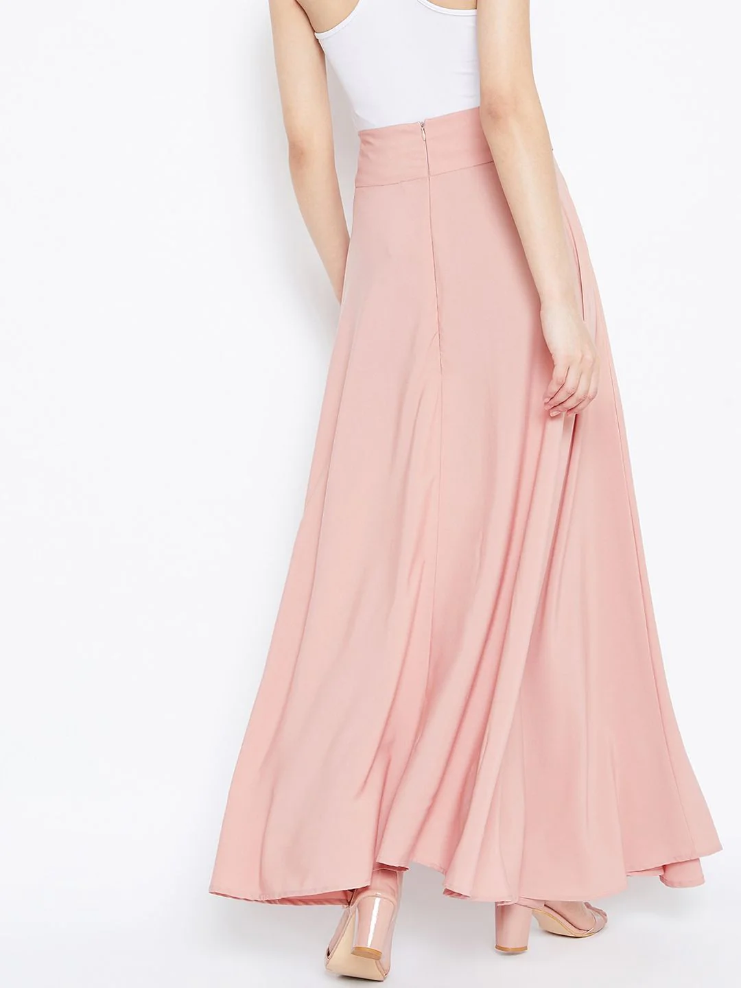 Berrylush Dusty Pink Flared Maxi Skirt - Image 3