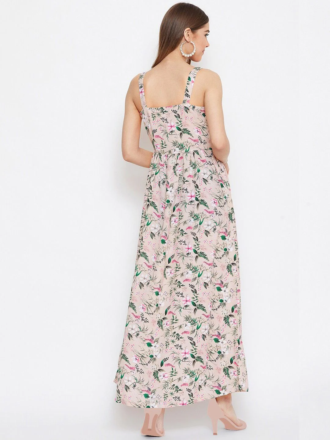 Berrylush Pink & lilac ash Floral Crepe Maxi Maxi Dress - Image 5