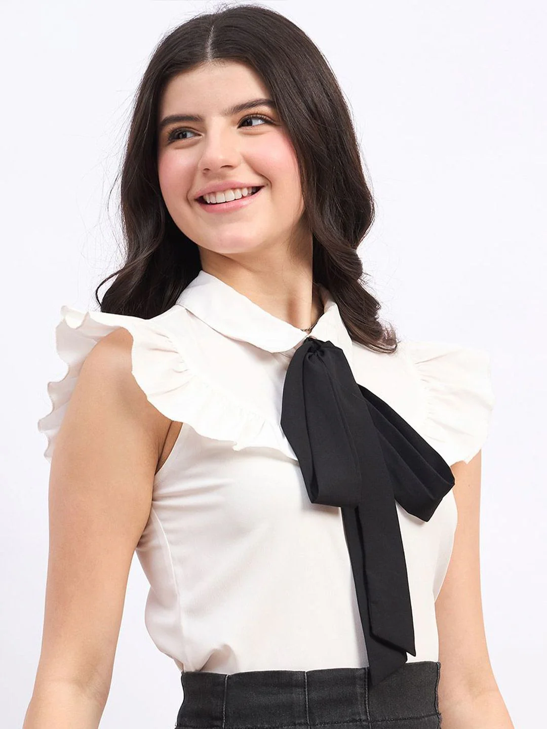 Berrylush Tie-Up Neck Ruffles Top - Image 3