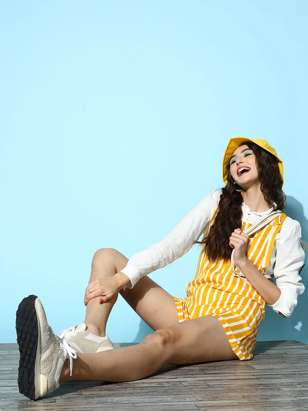 Berrylush Women Attractive Yellow Striped Fluid Tie-Up Jumpsuit - Image 2