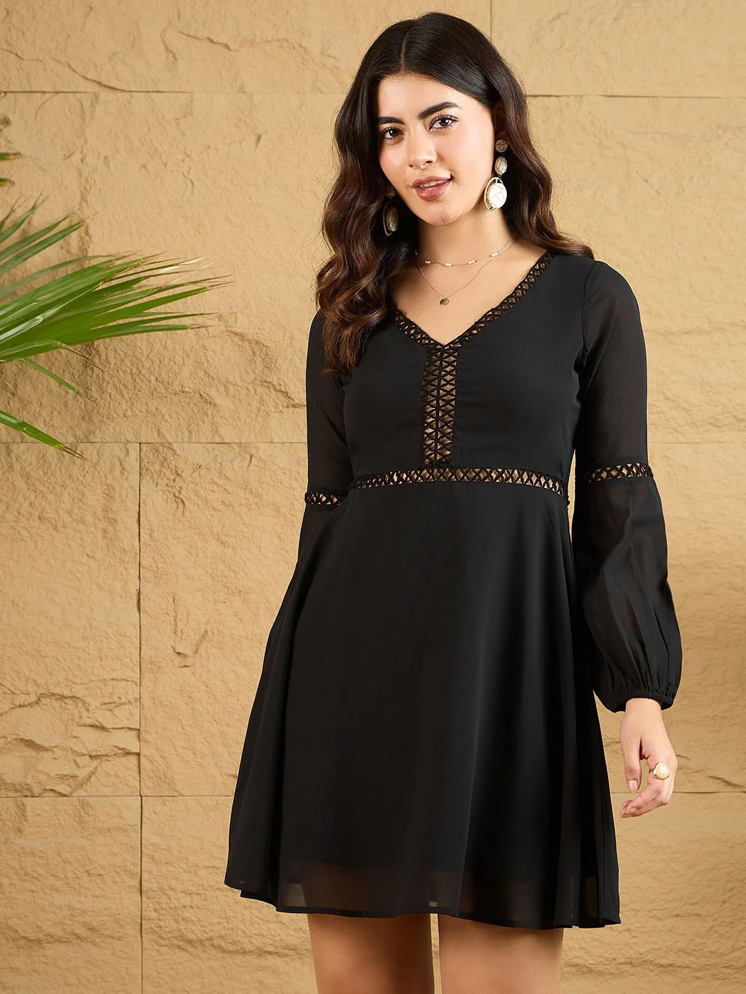 Berrylush Women Bishop Sleeve A-Line Mini Dress - Image 2