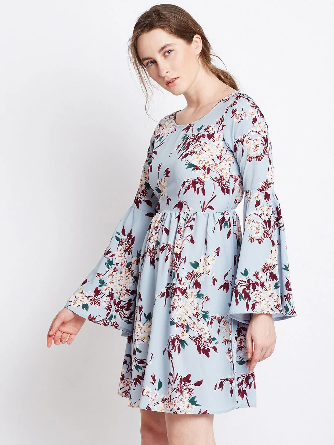 Berrylush Women Blue Printed A-Line Dress - Image 3