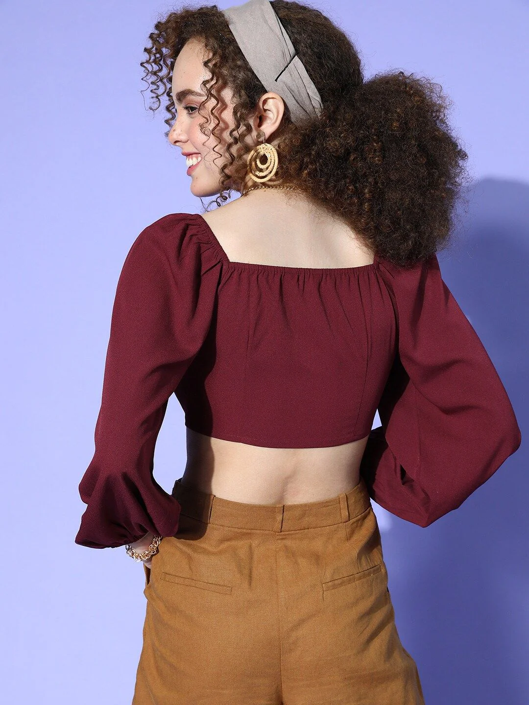 Berrylush Women Charming Maroon Solid Bustier Top - Image 4