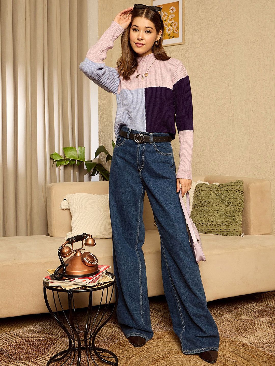 Berrylush Women Colourblocked Pullover Sweater - Image 4
