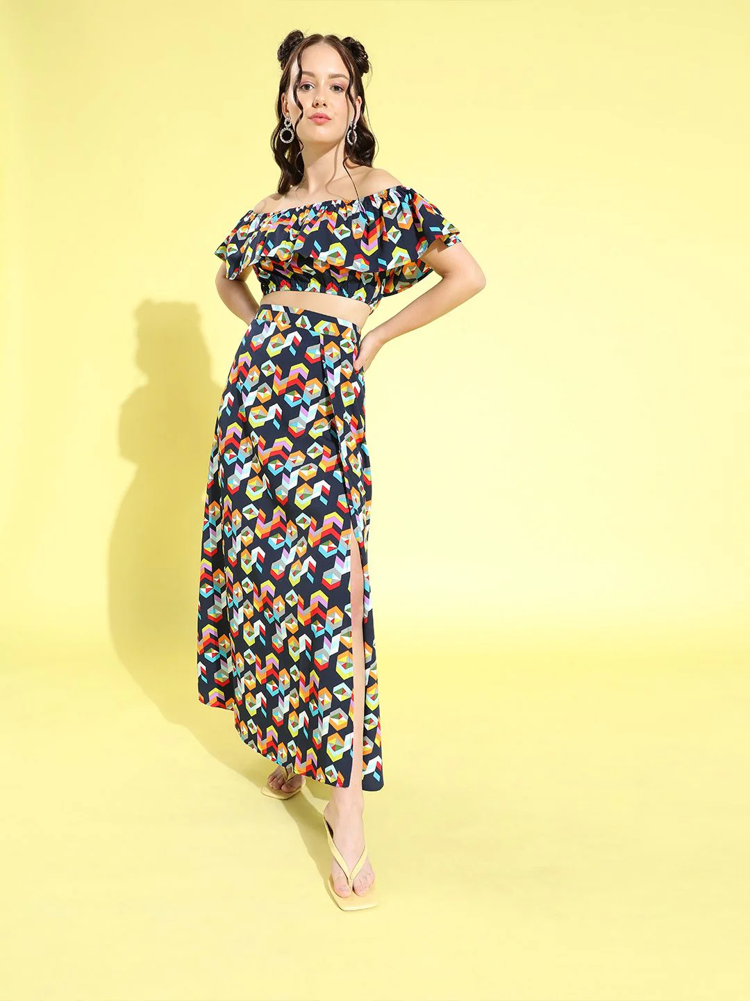Berrylush Women Deep Navy Blue Geometric Dress - Image 3