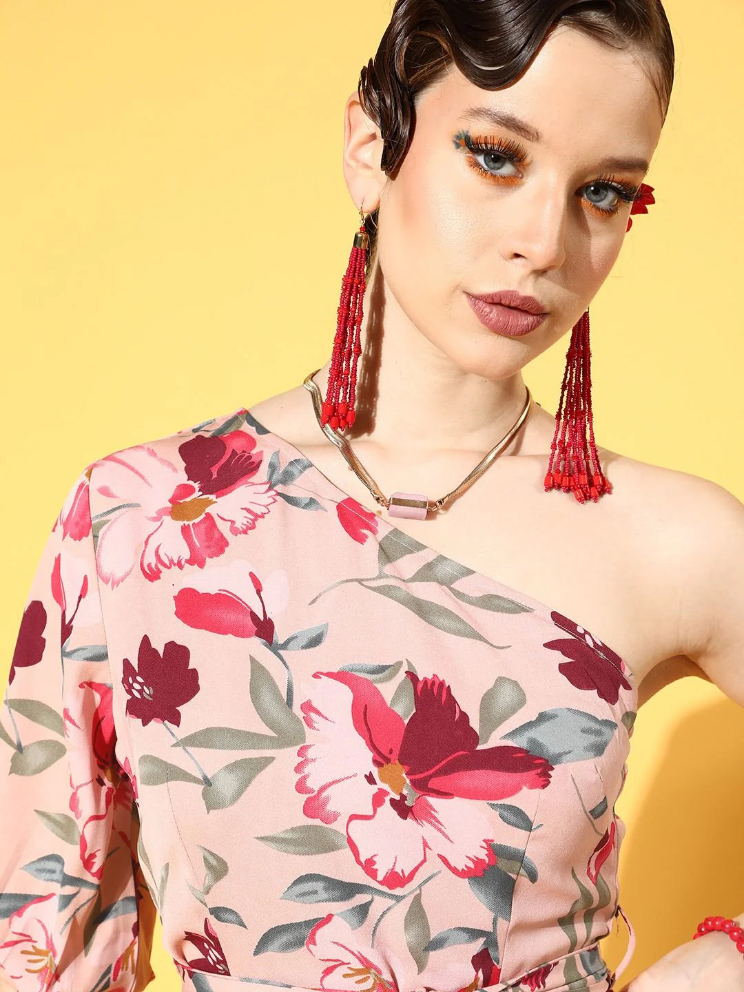 Berrylush Women Elegant Rose Floral New Neckline Dress - Image 5