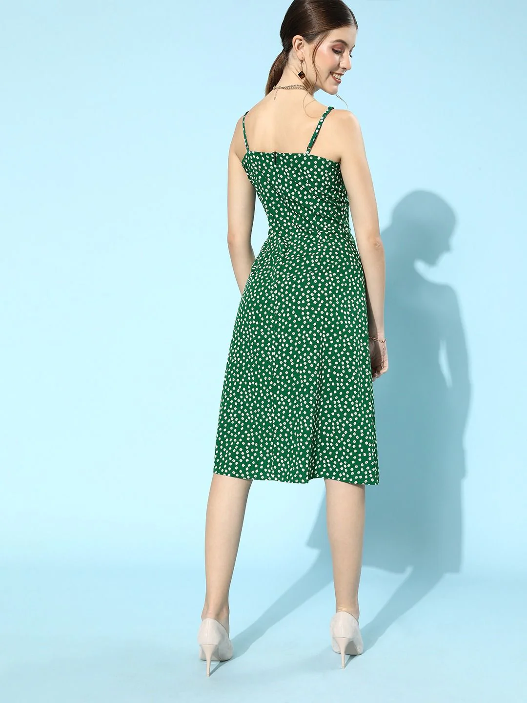 Berrylush Women Gorgeous Green Floral Dress - Image 3