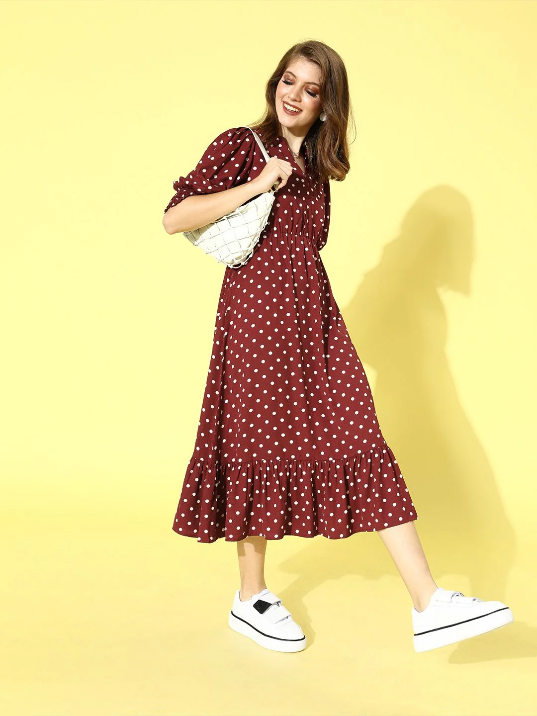 Berrylush Women Gorgeous Red Polka Dots Polka Dot Dress - Image 2