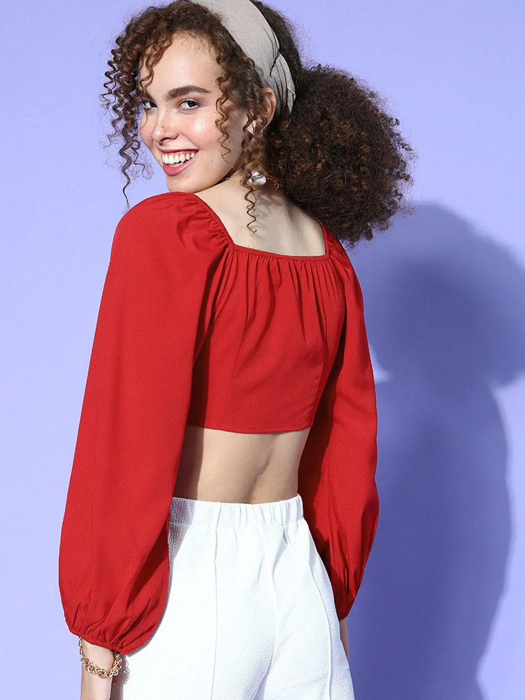Berrylush Women Gorgeous Red Solid Wrap It Up Top - Image 5