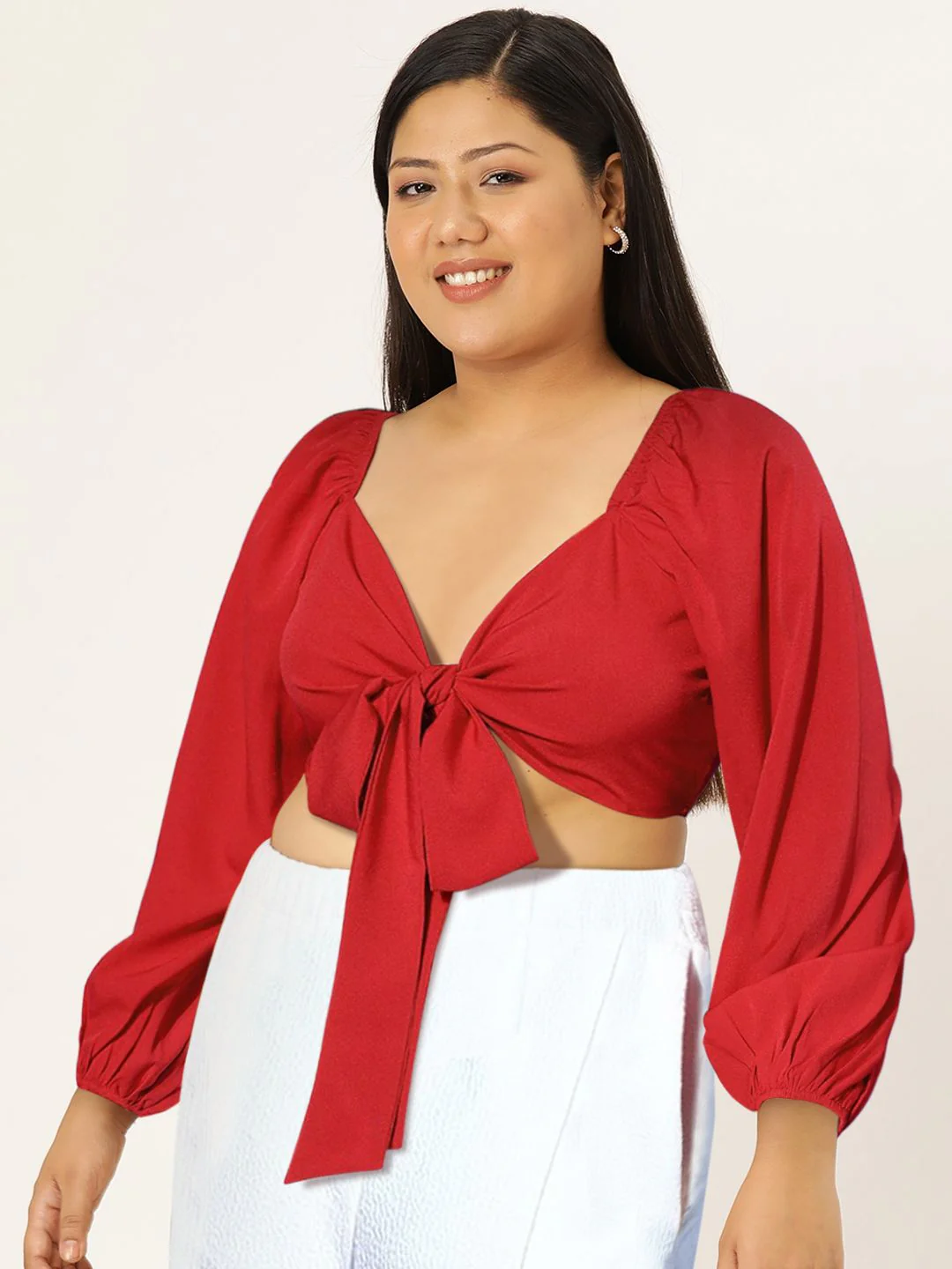 Berrylush Women Gorgeous Red Solid Wrap It Up Top - Image 6