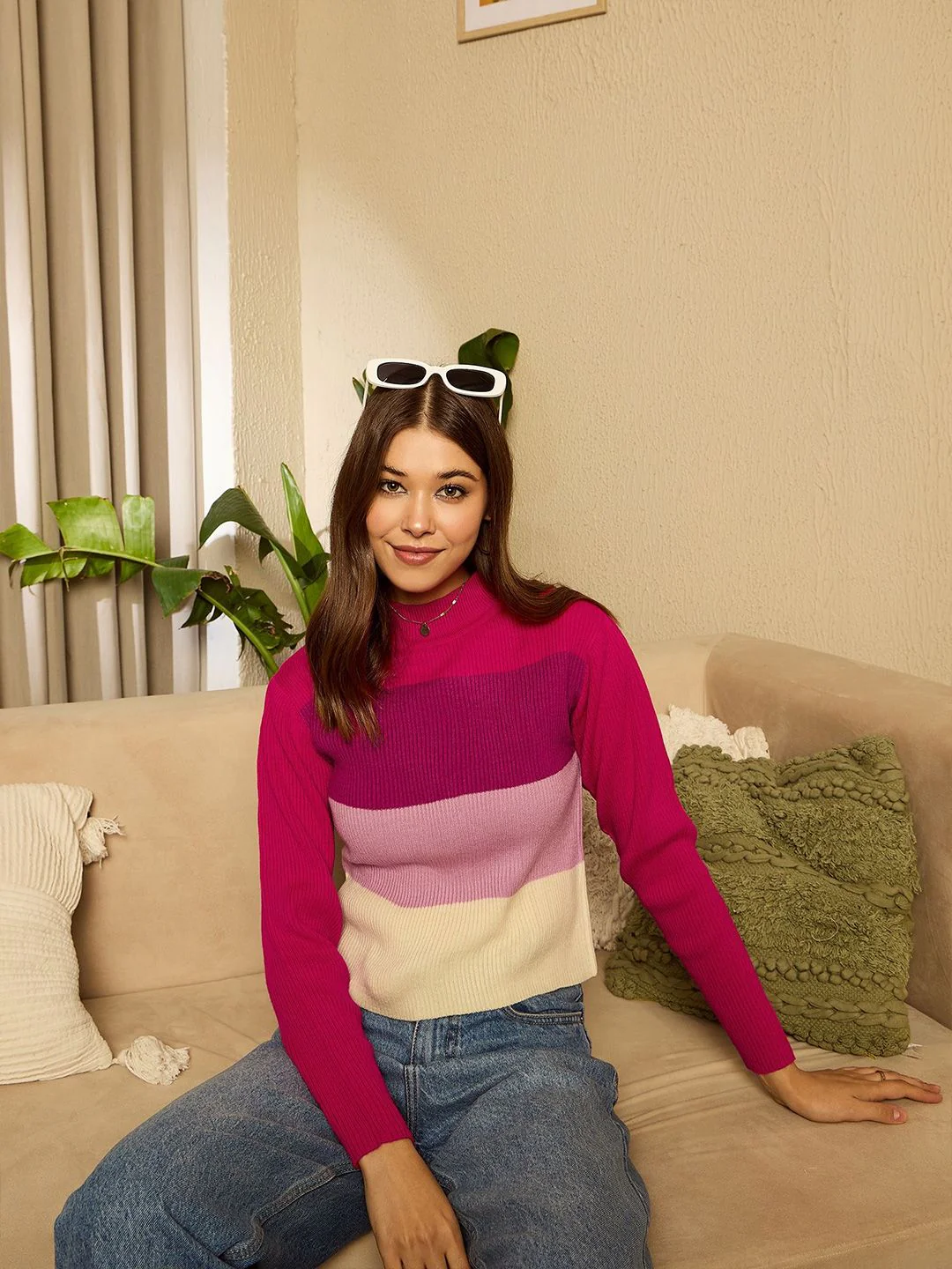 Berrylush Women High Neck Colourblocked Pullover - Image 6