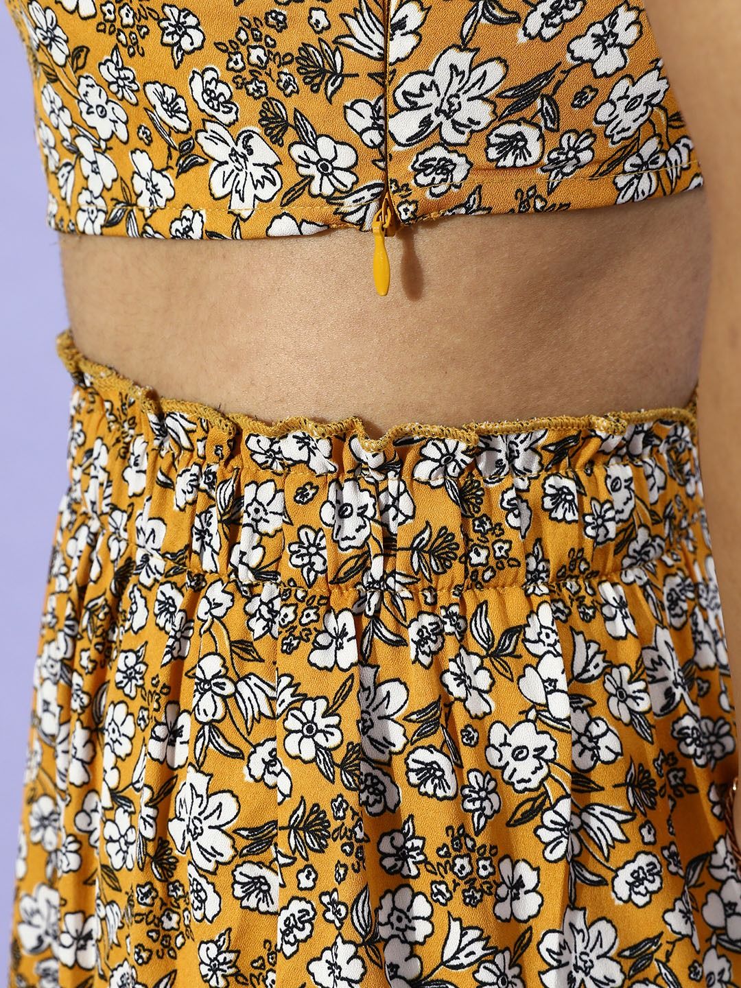 Berrylush Women Mustard Floral Co-Ord Dress - Image 5