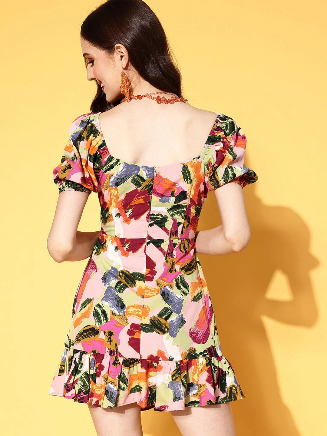 Berrylush Women Pink Abstract Twist & Knot Dress - Image 3