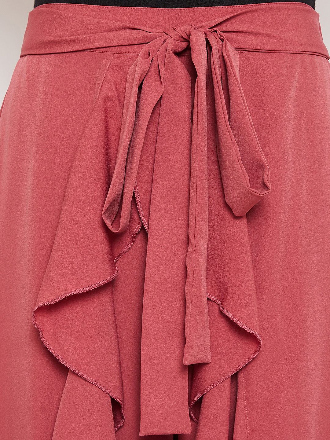 Berrylush Women Pink Solid Wrap Maxi Skirt With Pants - Image 6