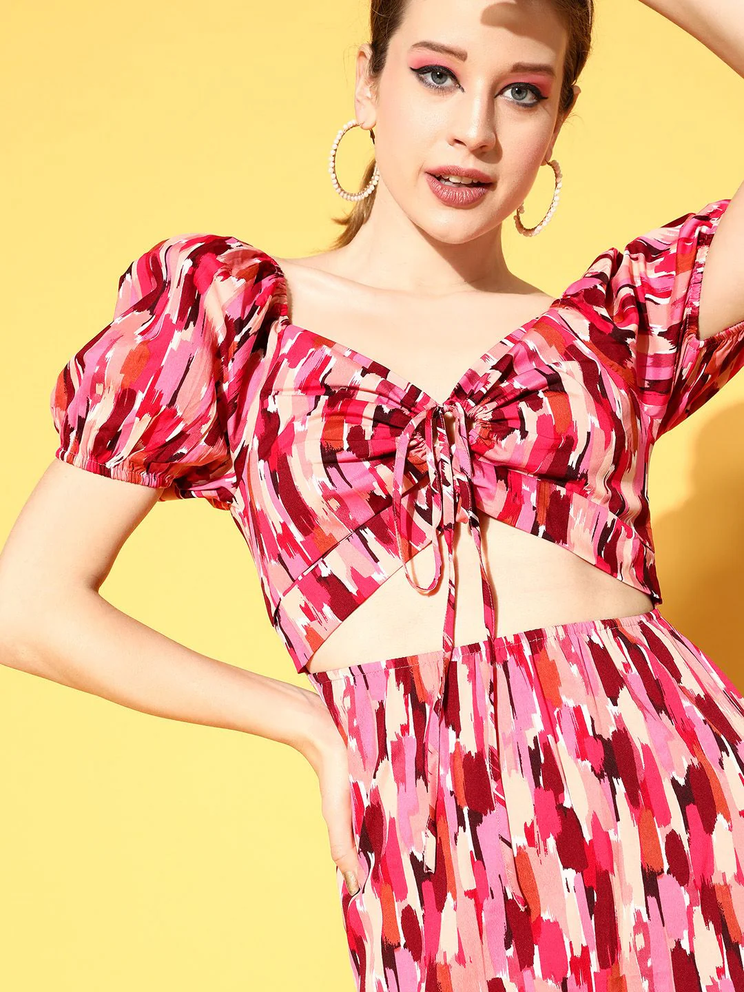 Berrylush Women Pretty Pink Abstract Cut Out Dress - Image 5