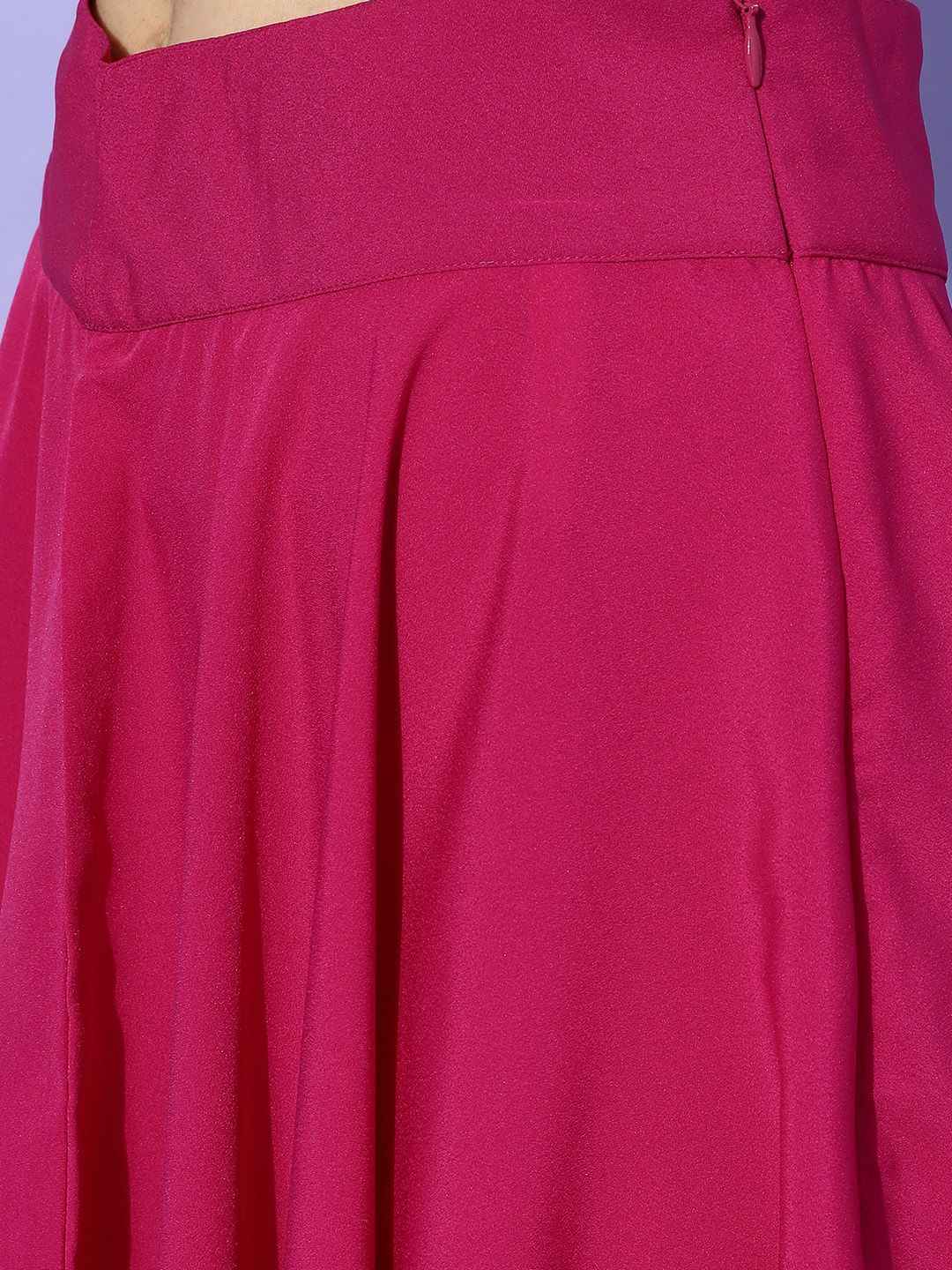 Berrylush Women Pretty Pink Solid Flared Skirt - Image 4