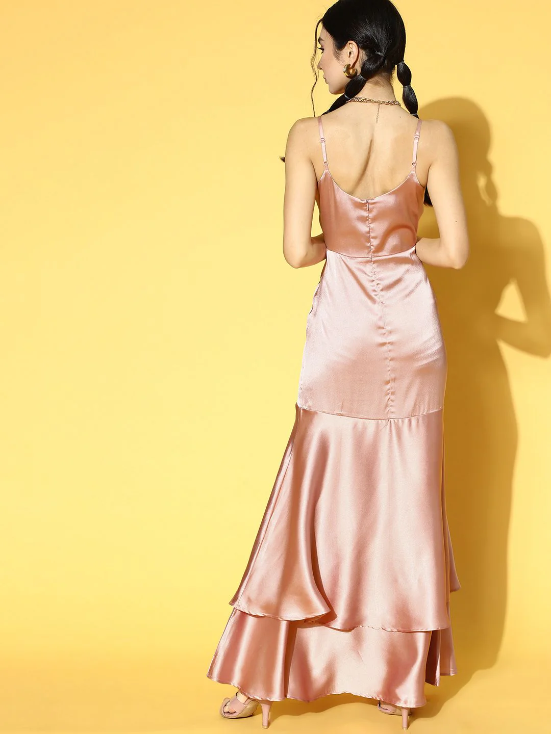 Berrylush Women Pretty Pink Solid Tiered Dress - Image 5