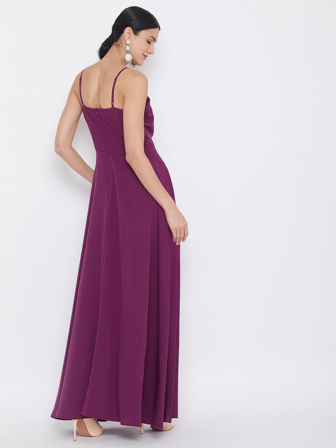 Berrylush Women Purple Solid Maxi Dress - Image 5
