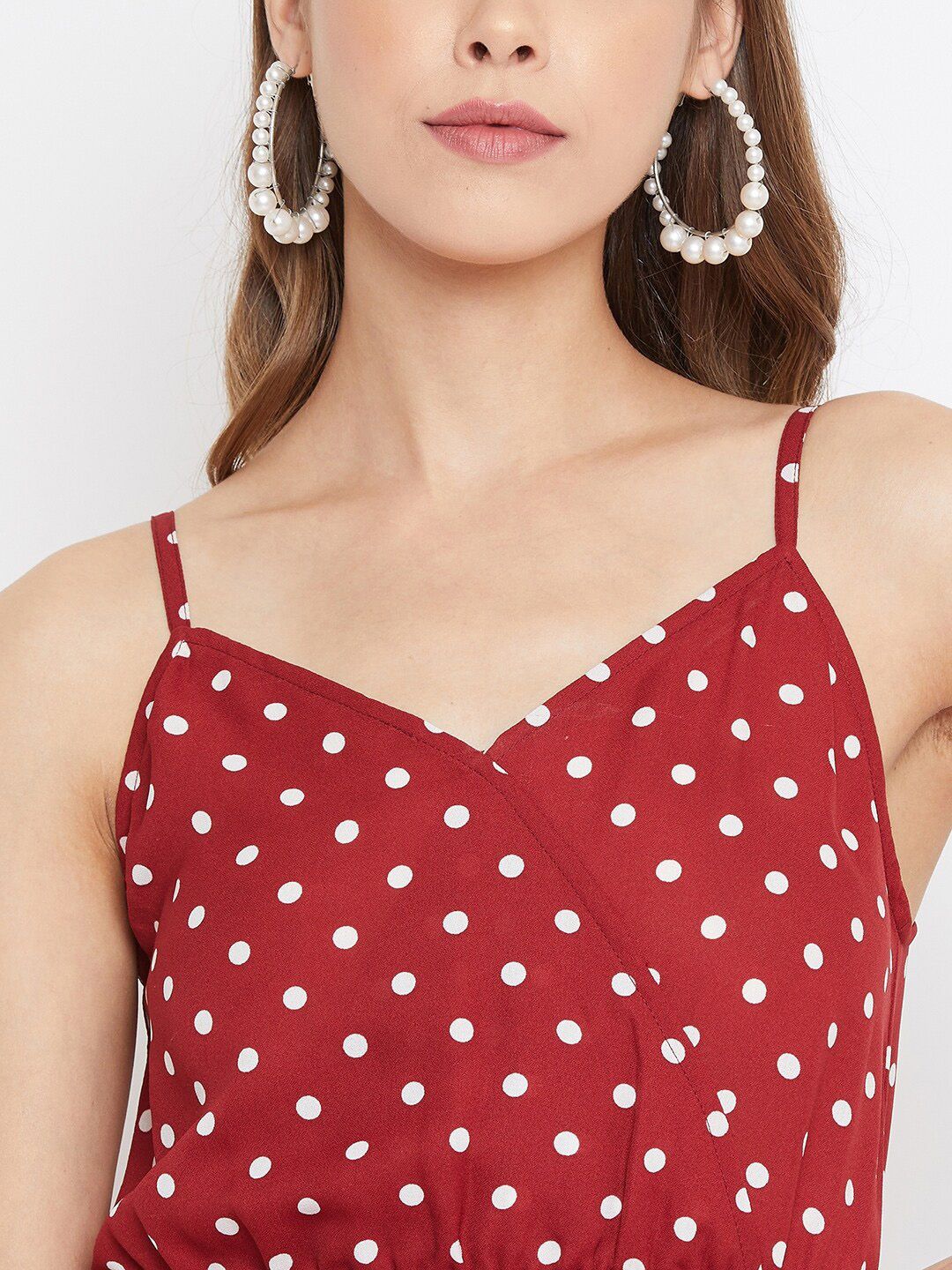 Berrylush Women Red Polka Dot Printed Fit and Flare Dress - Image 2
