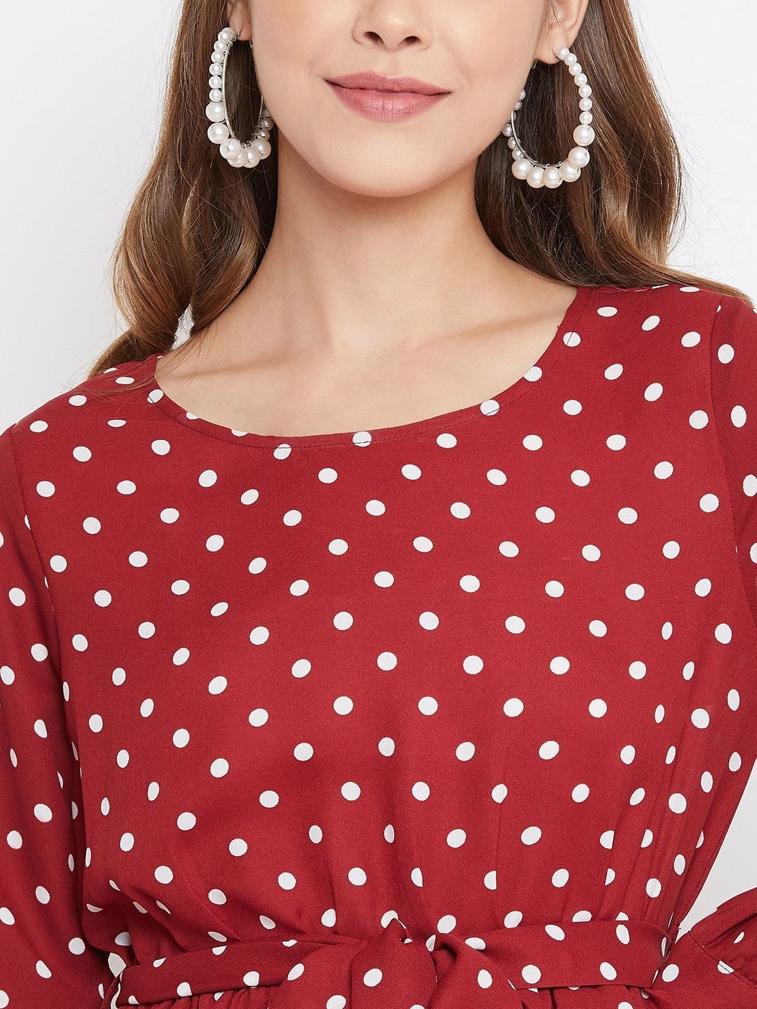 Berrylush Women Red Printed Fit and Flare Dress - Image 2