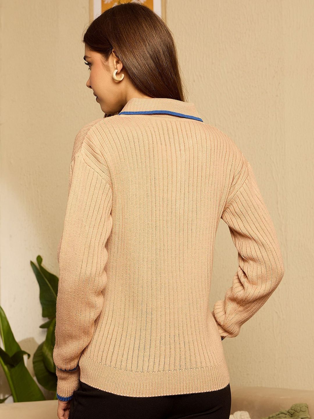 Berrylush Women Ribbed Shirt Collar Pullover Sweater - Image 5