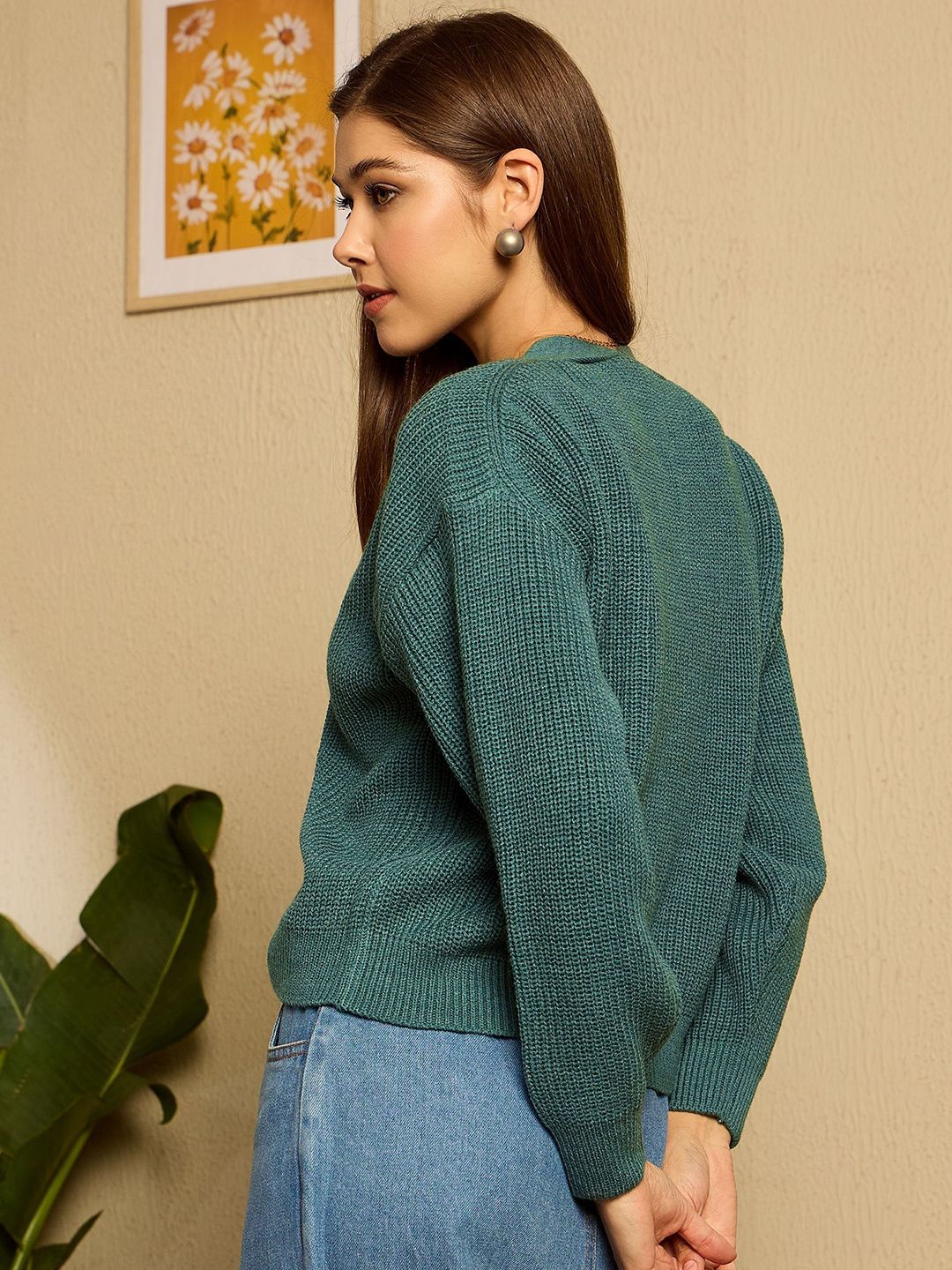 Berrylush Women Ribbed V-Neck Full Sleeve Cardigan - Image 5