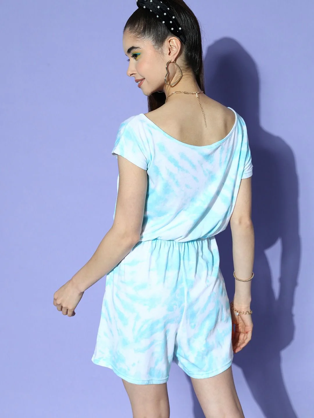 Berrylush Women Round Neck Tie & Dye Cotton Jumpsuit - Image 5