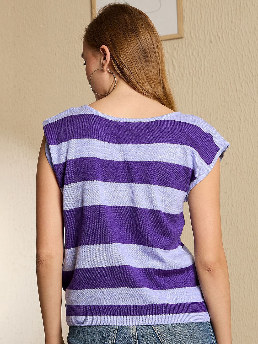 Berrylush Women Striped Sweater Vest - Image 5