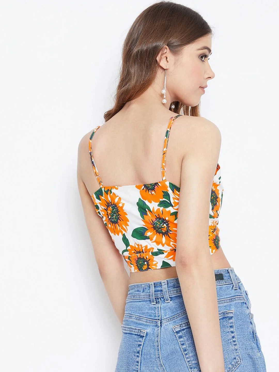 Berrylush Women Yellow Printed Crop Top - Image 5