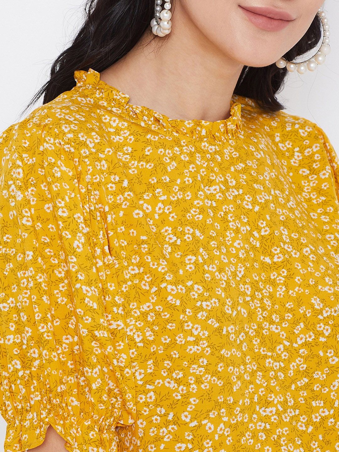 Berrylush Women Yellow Printed Top - Image 2