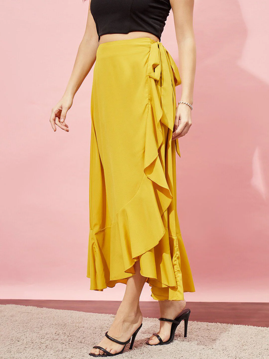 Berrylush Wrap Knot Flared Maxi Skirt - Image 2