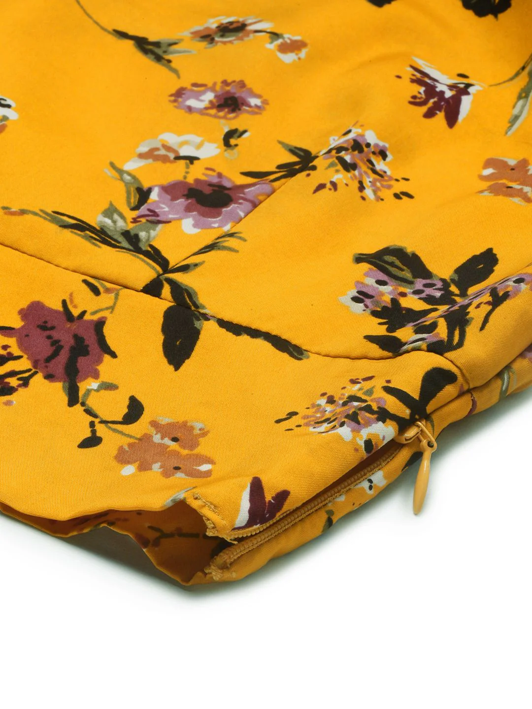 Berrylush Yellow Floral Printed Crepe Crop Top - Image 7
