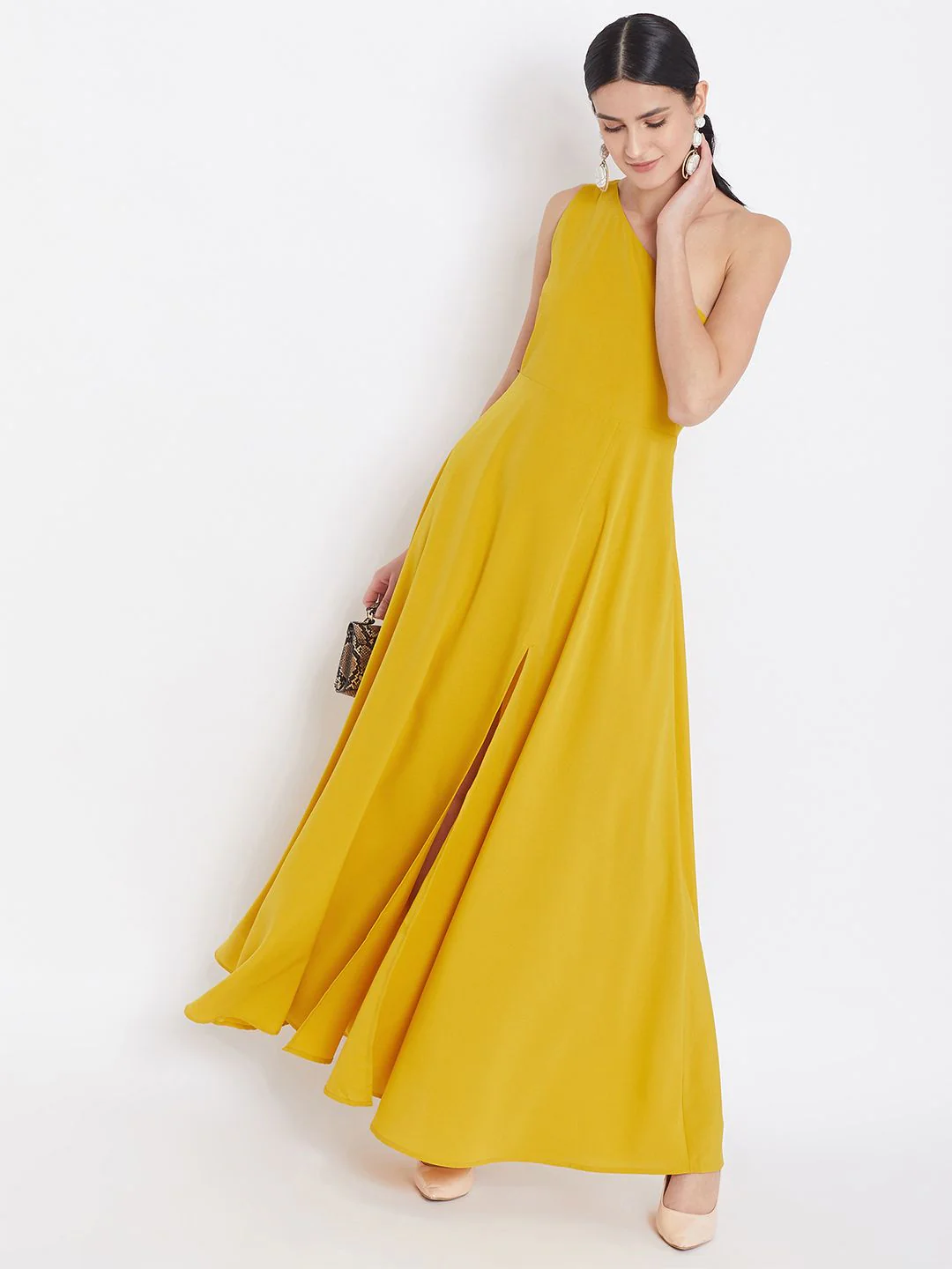 Berrylush Yellow Pleated Maxi Dress - Image 4