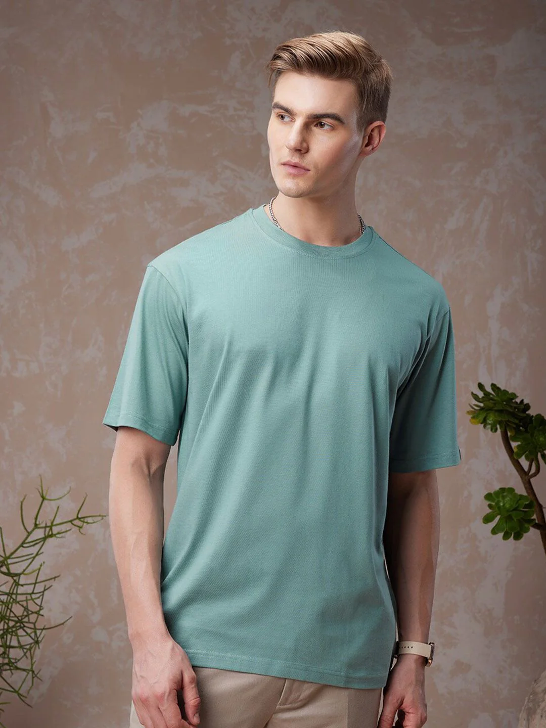Bewakoof American Pima Round Neck Short Sleeve Cotton Oversized T-shirt