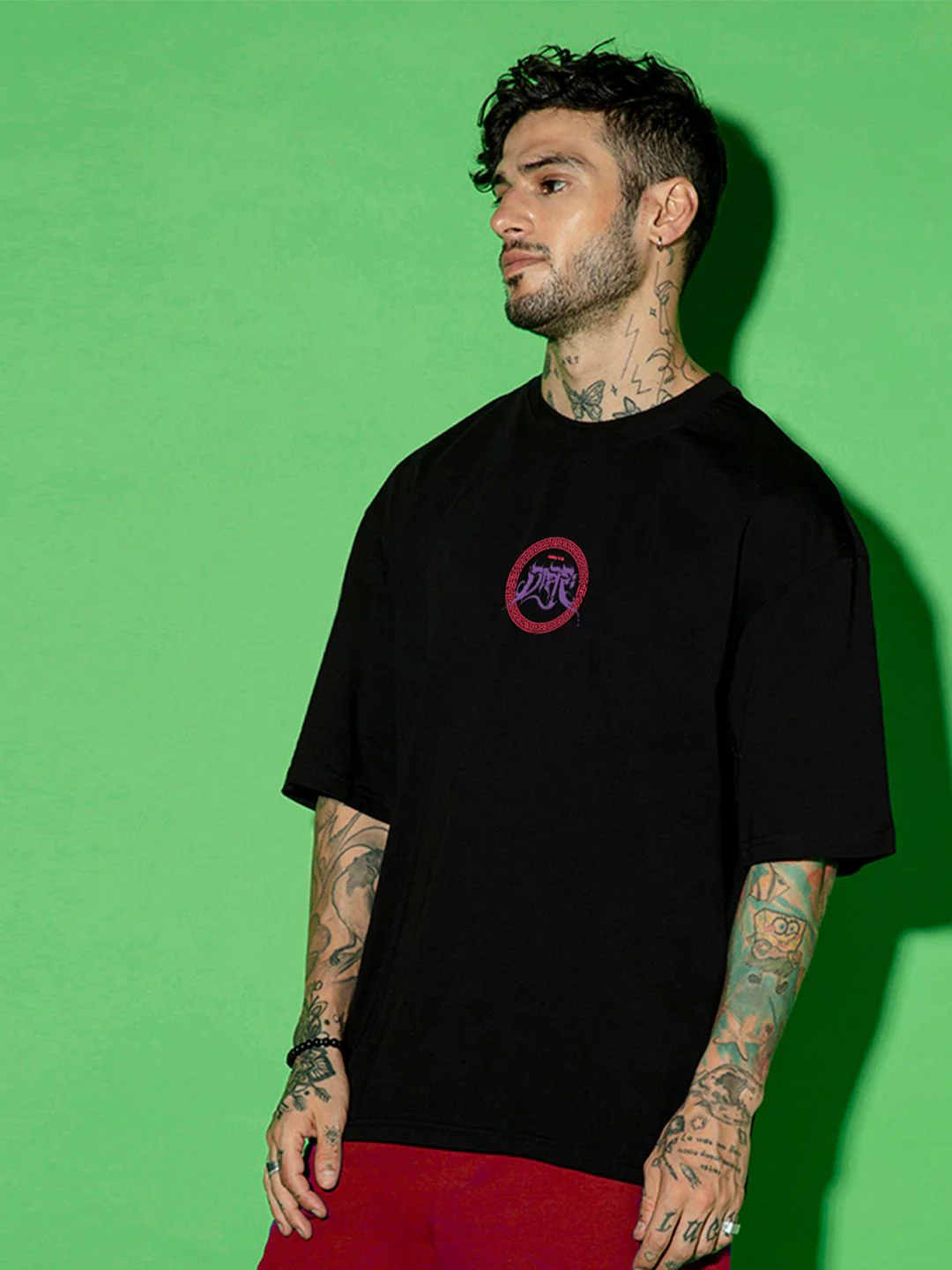 Bewakoof Ashura Graphic Printed Oversized Acid Wash Pure Cotton T-shirt - Image 4