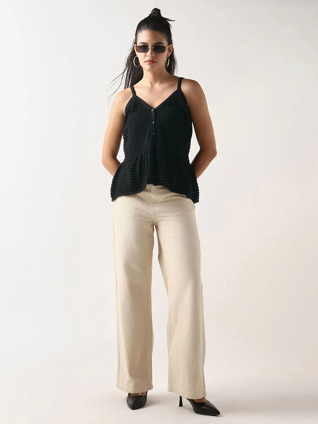 Bewakoof Black Flat Knit Short Top - Image 4