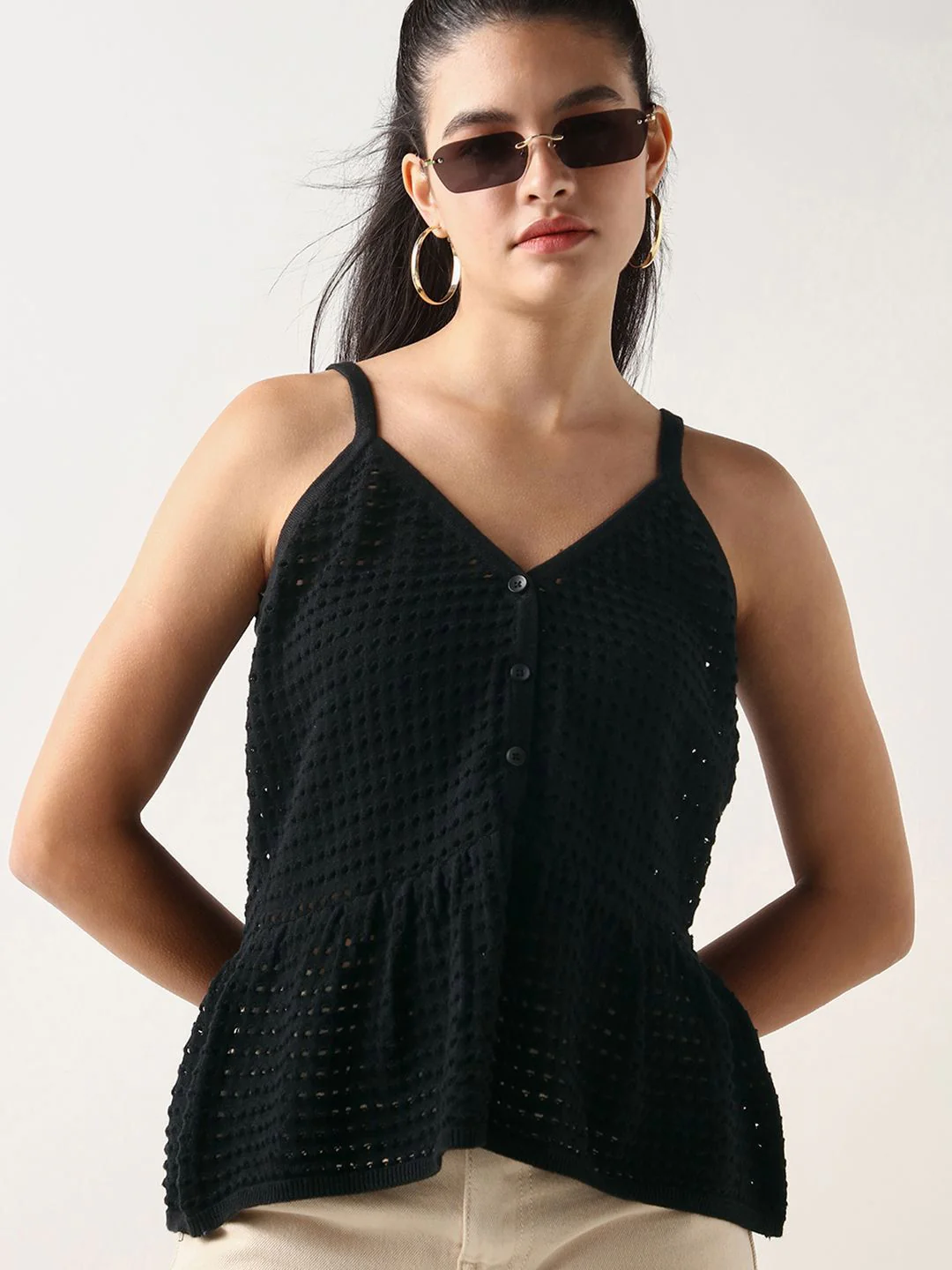 Bewakoof Black Flat Knit Short Top - Image 6