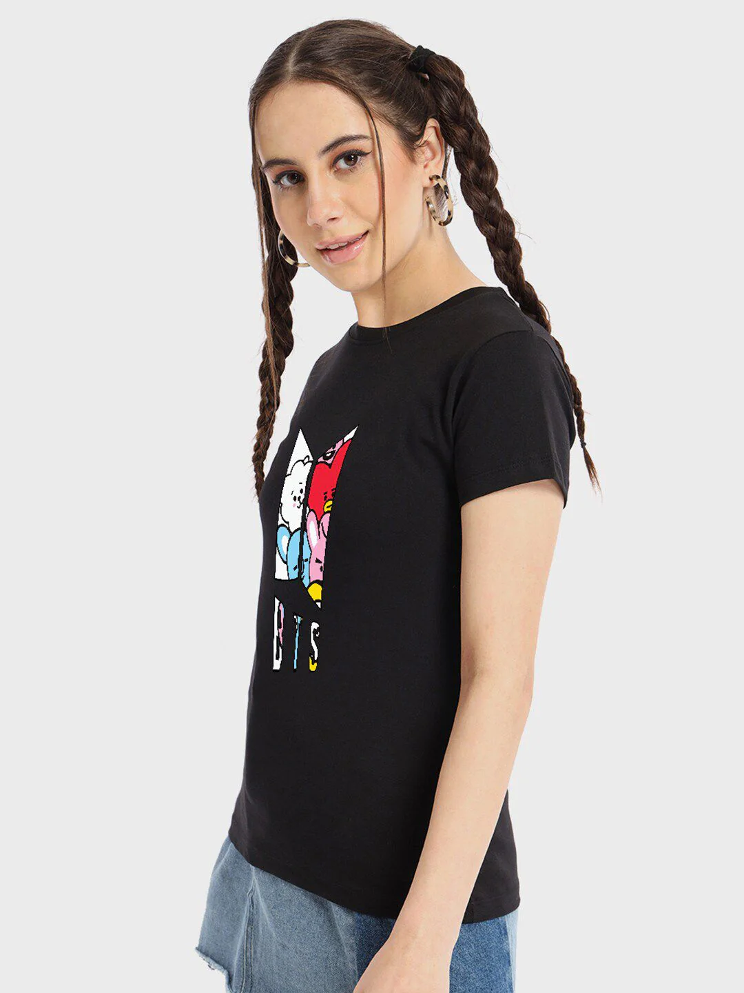 Bewakoof Black Graphic Printed Round Short Sleeves Neck Pure Cotton T-shirt - Image 3