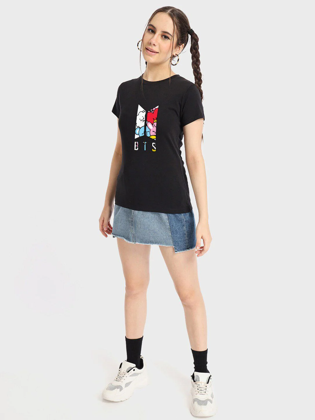 Bewakoof Black Graphic Printed Round Short Sleeves Neck Pure Cotton T-shirt - Image 4