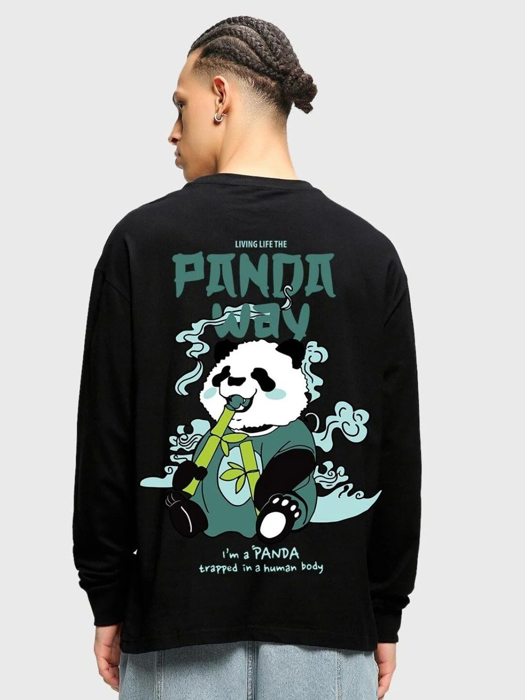 Bewakoof Black Panda Printed Pure Cotton Oversize Fit T-shirt - Image 3