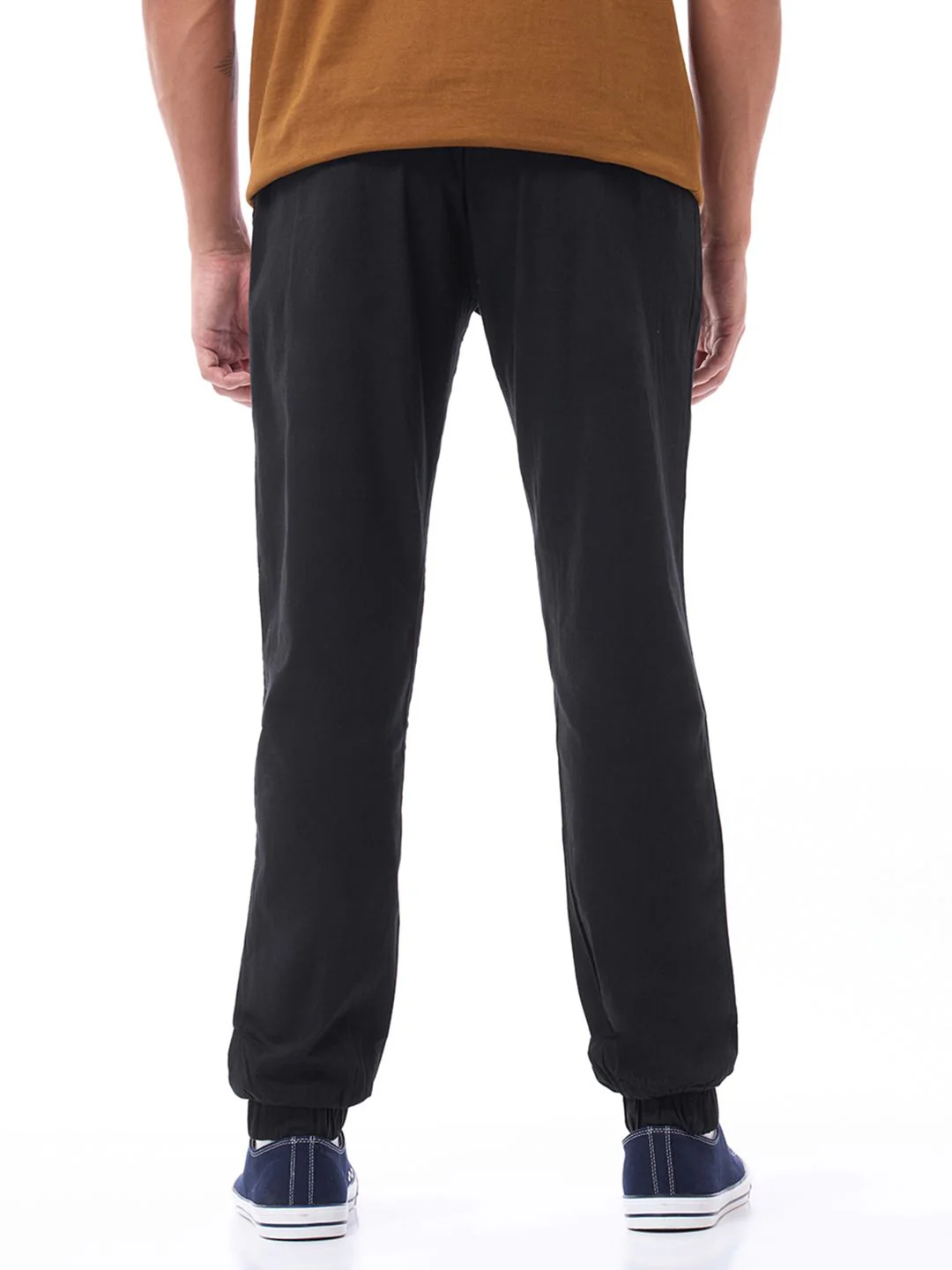 Bewakoof Black Solid Slim Fit Cotton Jogger Track Pants - Image 3