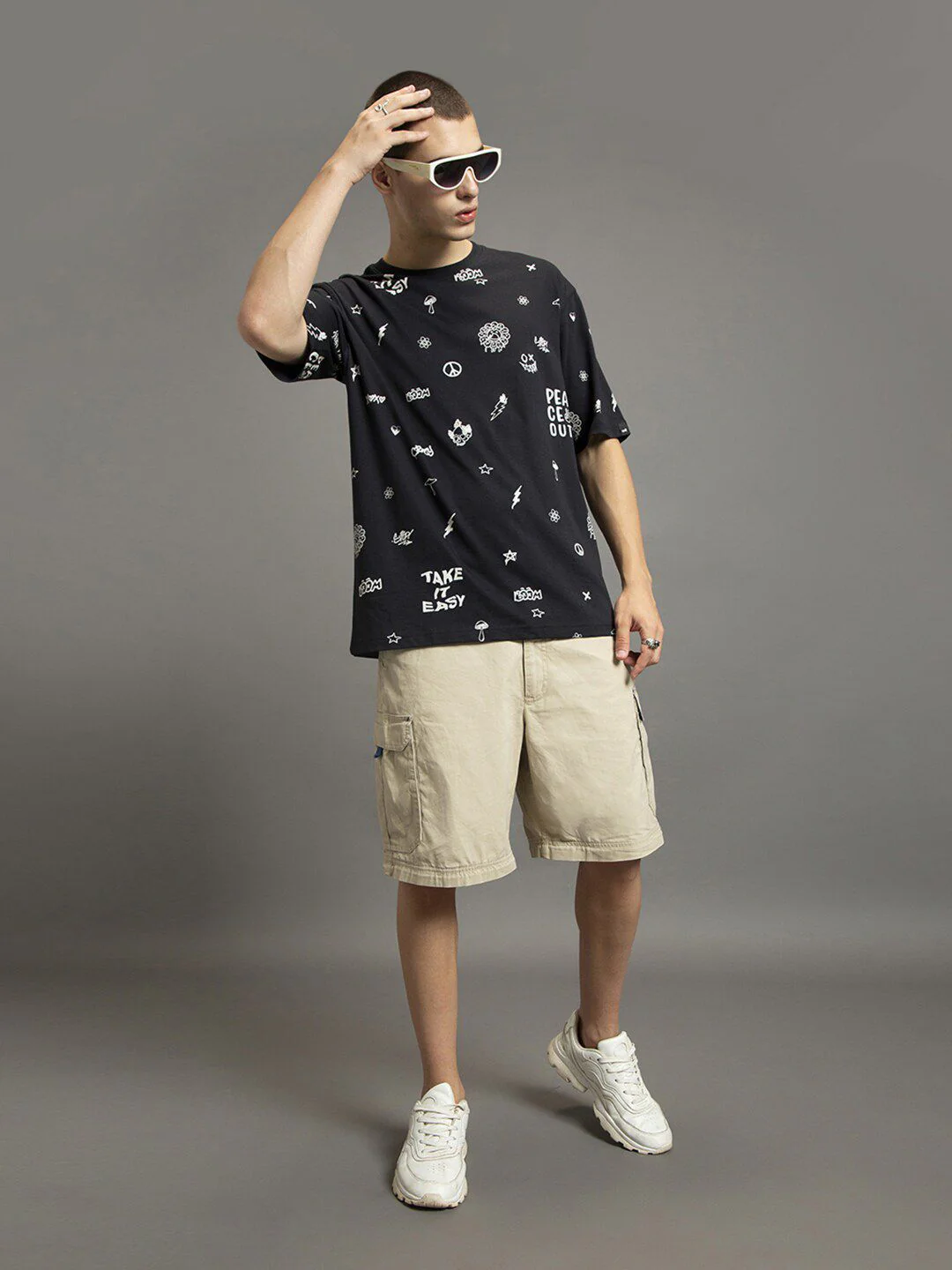 Bewakoof Conversational Printed Drop-Shoulder Sleeves Pure Cotton Oversized T-shirt - Image 4
