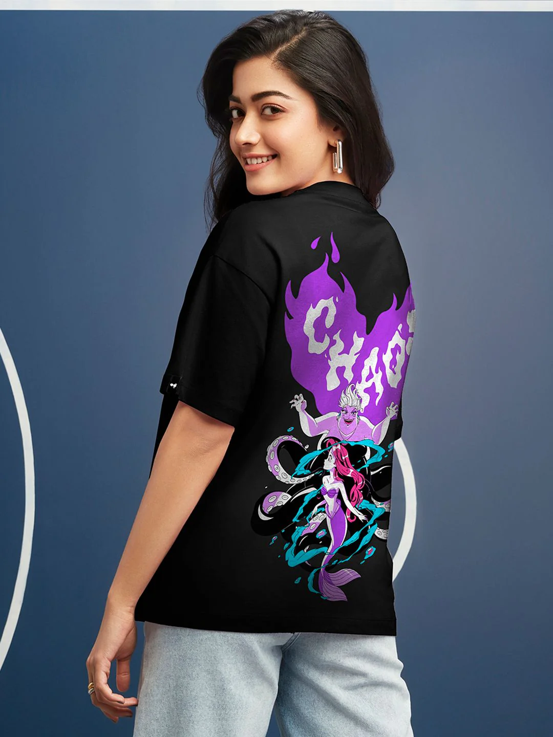 Bewakoof Disney Merchandise Black Pure Evil Graphic Printed Pure Cotton Oversized T-shirt - Image 5