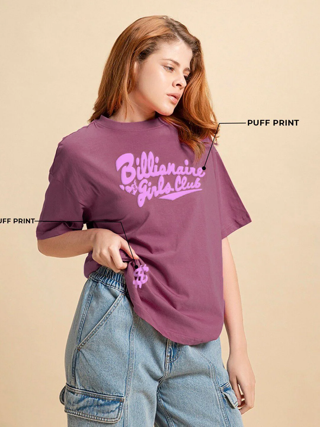 Bewakoof Graphic Printed Drop-Shoulder Sleeves Oversized Pure Cotton T-shirt - Image 6