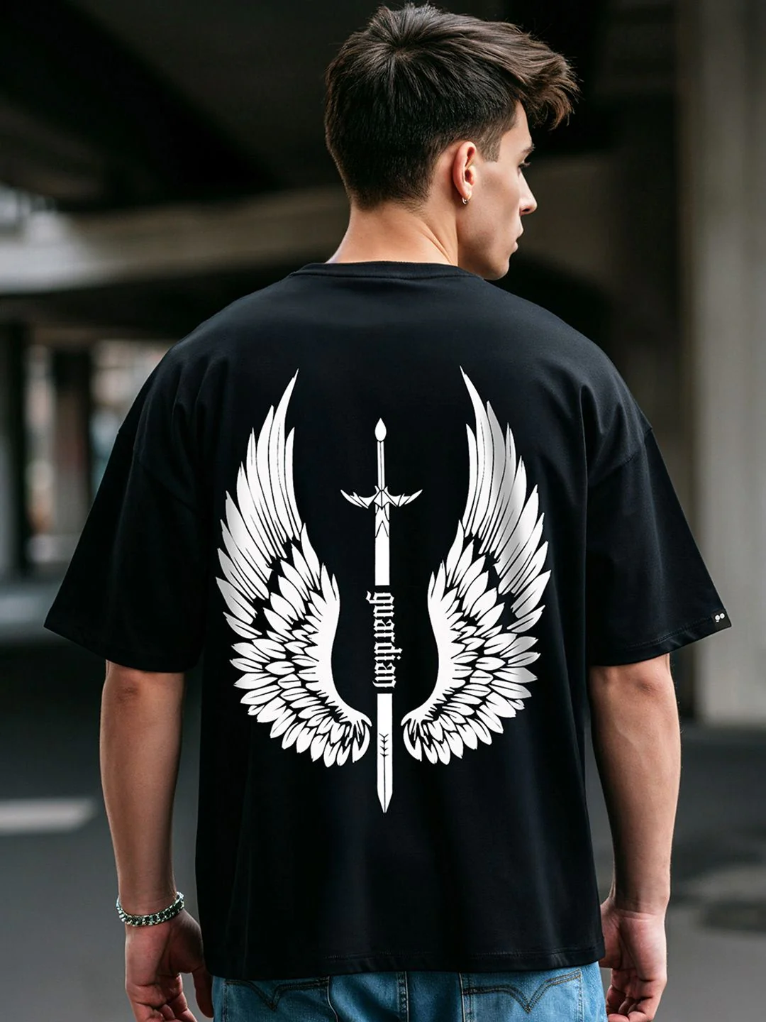 Bewakoof Guardian Wings Graphic Printed Pure Cotton Oversized T-shirt