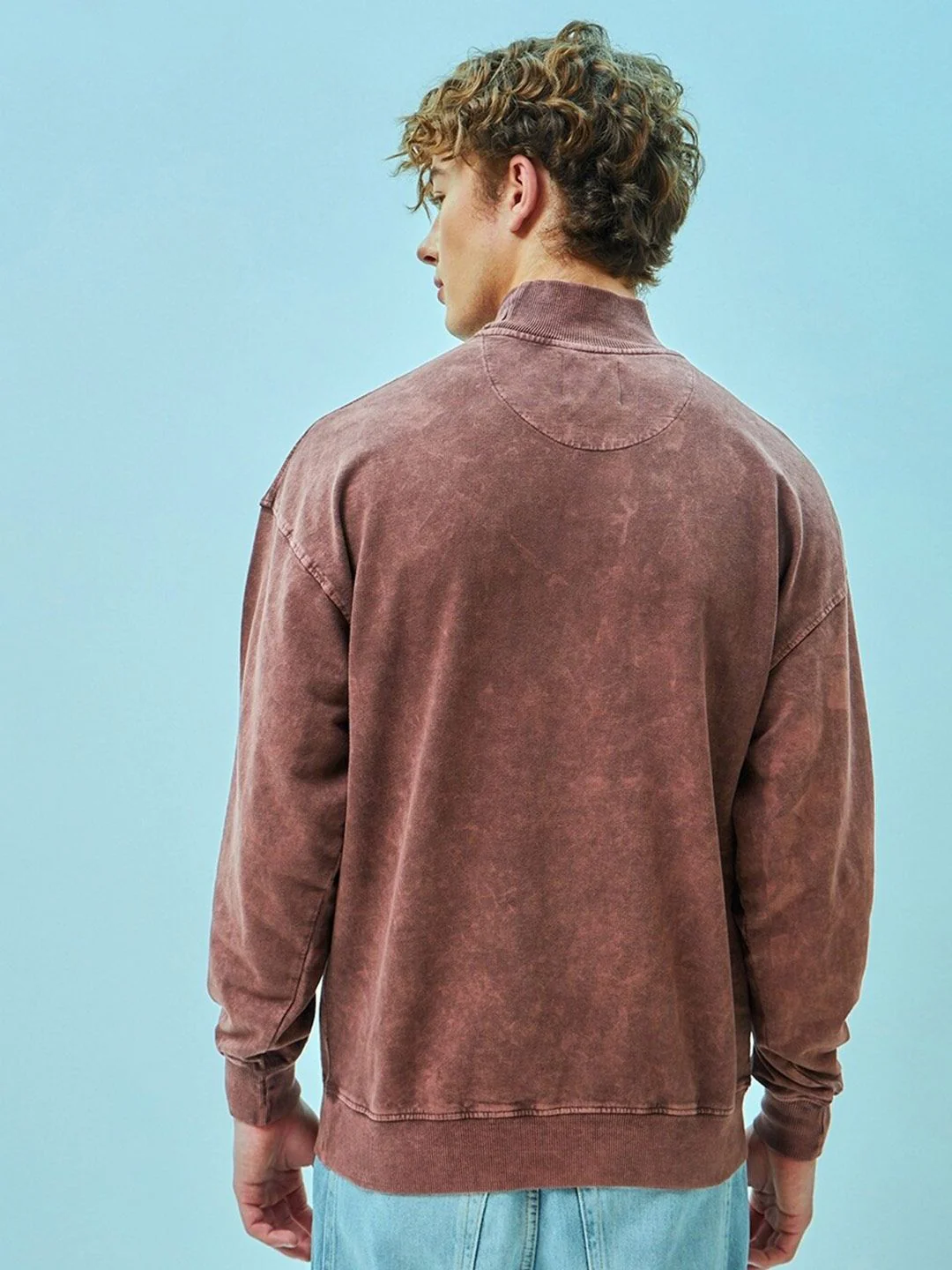Bewakoof Maroon Real Slim Shady Printed Mock Collar Oversized Pullover Sweatshirt - Image 5