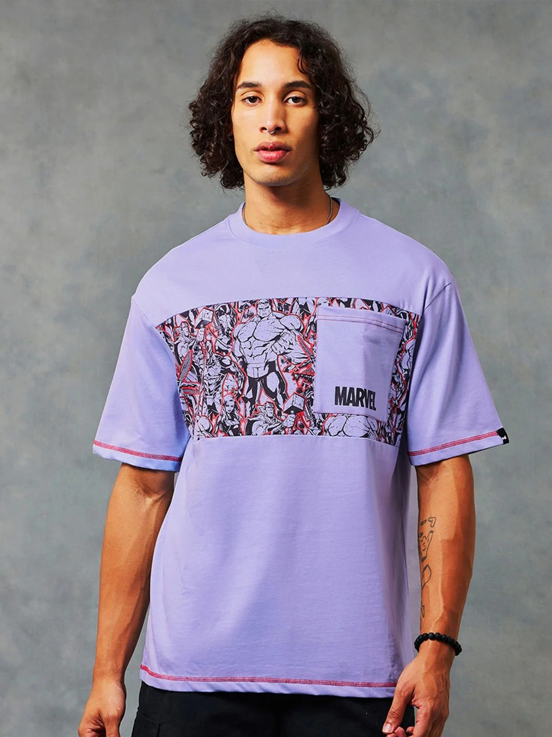 Bewakoof Marvel Printed Drop-Shoulder Sleeves Sleeves Oversized Cotton T-shirt - Image 7