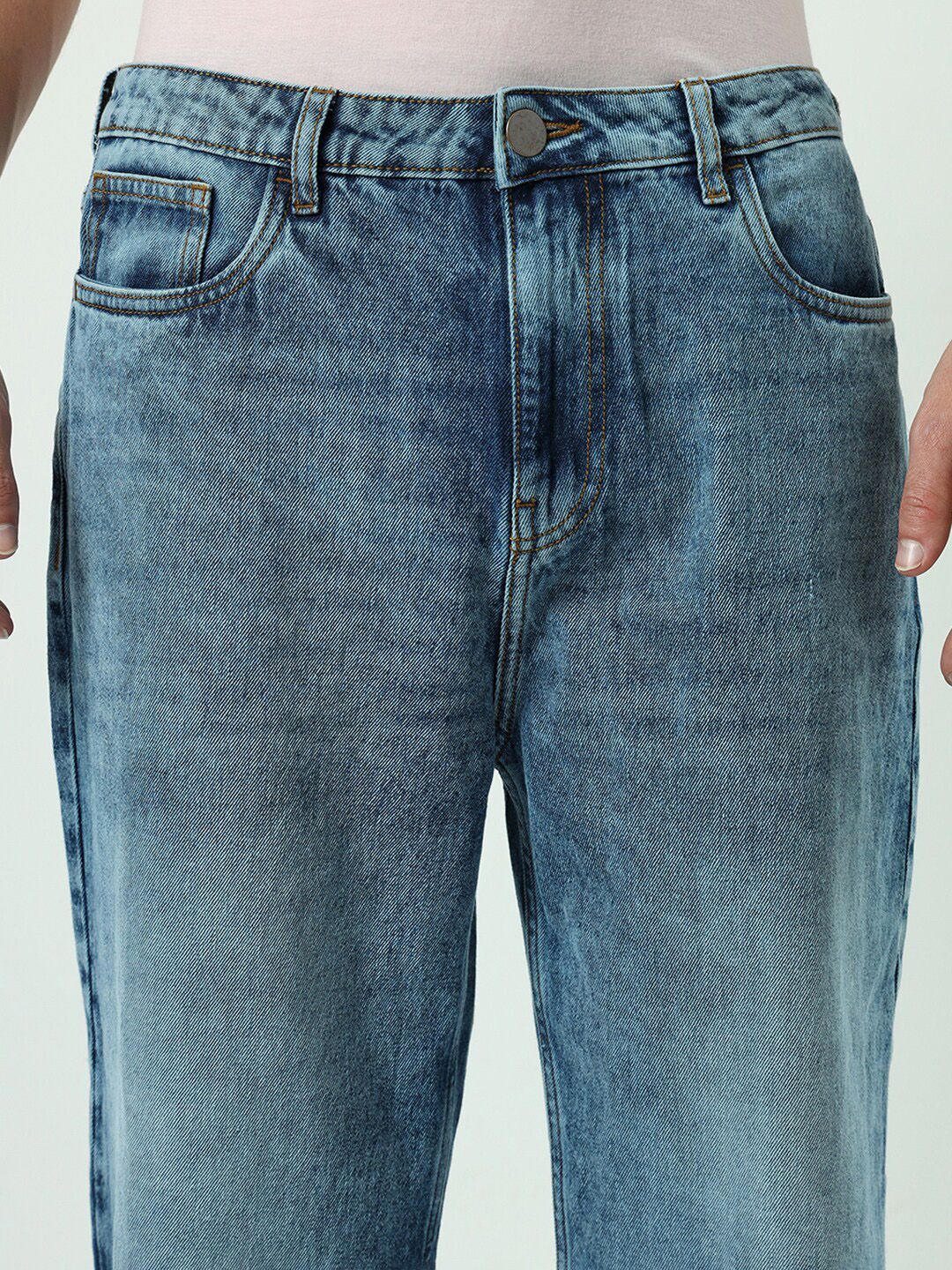 Bewakoof Men's Blue Baggy Mid-Rise Jeans - Image 4