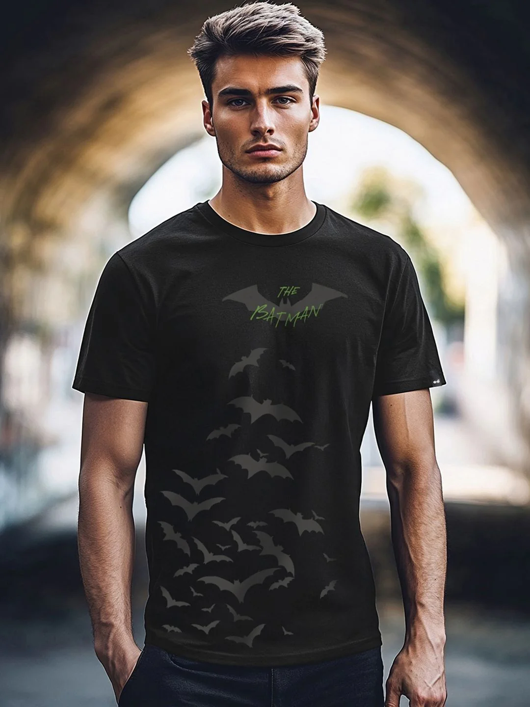 Bewakoof Men Black Batman Printed Pure Cotton T-shirt - Image 7
